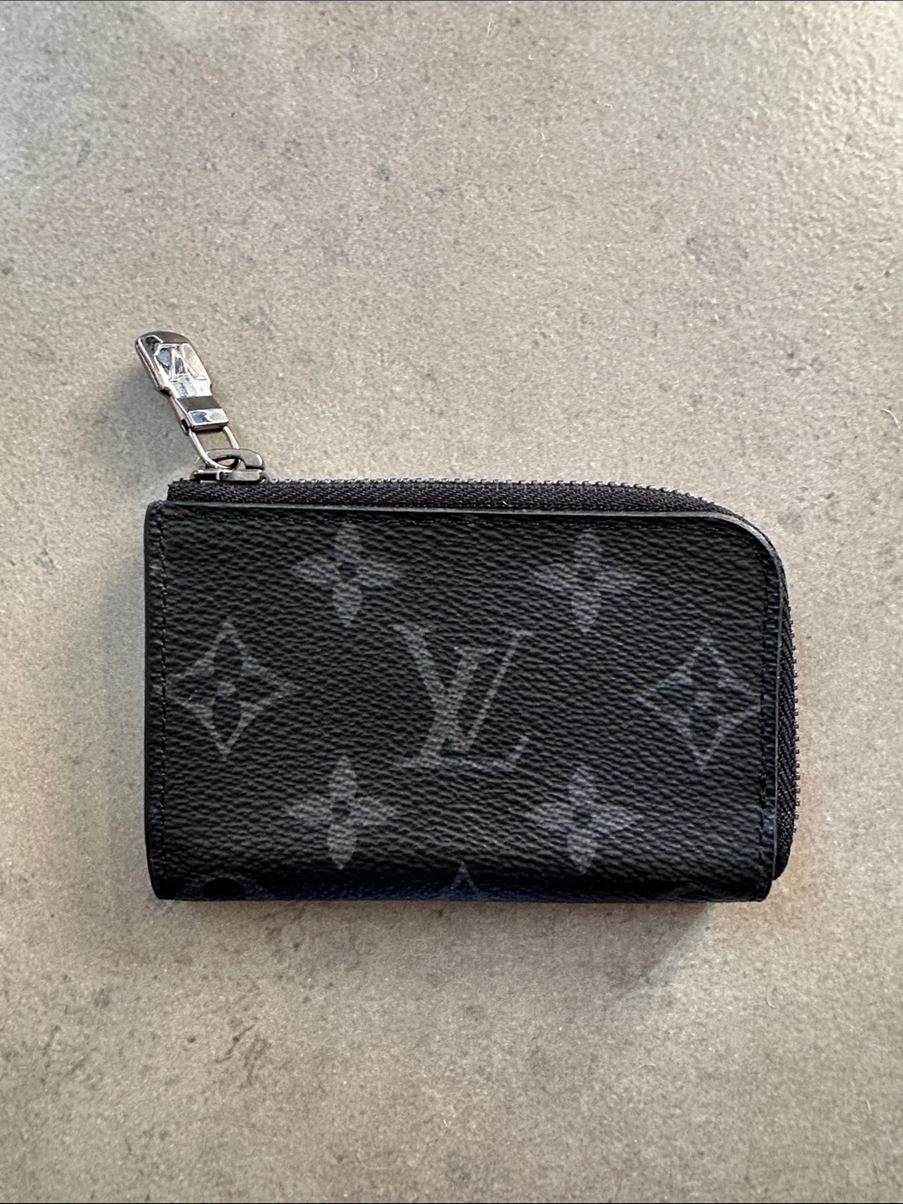 Louis Vuitton Black Monogram Zipped Card & Key Pouch AUTH